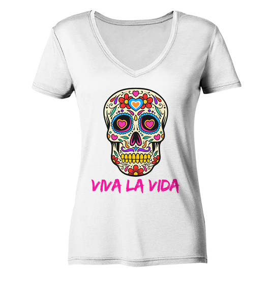 VIVA LA VIDA PINK - Ladies V-Neck Shirt